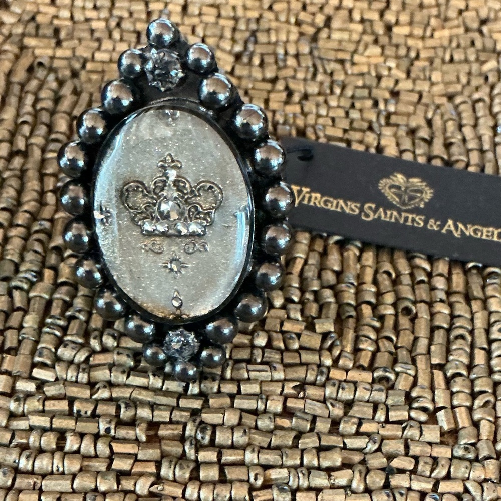 Virgins Saints & Angels Oval Bespoke Royal Crown sz 5 Gunmetal - Picture 8 of 11